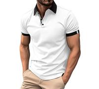 Mens Polo Shirts - Work T Shirts for Men Moisture Wicking Golf Tops Short Sleeves Collared T-Shirts Color Block Sports T Shirt Lightweight Breathable Workwear Casual Tops - Black Polo Shirt Men