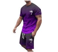 Men's Polo Short Sets 2-Piece Set Tracksuit Clothing Fashion Casual Loungewear Sets Beach Outfits Casual Running Sport Sweat Activewear 2 Piece Suit Pants (Men's Tracksuit Polo Shirt & Shorts Purple
