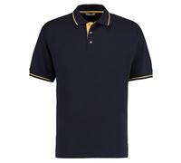 Mens Polo T Shirt Short Sleeve Contrast Striped Cotton Pique Casual Collared Top