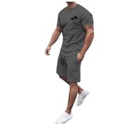 Men's Polo Track Suit Sets Shorts Sleeve Mens Outfits 2 Piece Fashion Tracksuit Comfy Casual Set for Men New Years Eve Outfit Men Sweat Suits for Men Set XXXL(Grey,XL)
