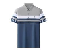 Men's Polos Sale Clearance Color Block Striped T Shirt Golf Polos Shirts Summer Turn-Down Collar Top Plain Sports T-Shirt Short Sleeve Basic Tee Comfortable Breathable Workout Tops Activewear Gray