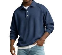 Men's Polos Shirt Long Sleeve Regular Fit Waffle Golf Polo Shirts Business Casual Solid Color Work Shirts, S-3XL