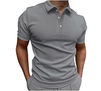 Mens Polos Shirts Short Sleeve Solid Color Button Down Shirts Lightweight Golf Polos Shirt Mens Running Sports Summer Tops Basic Tees Plain Regular Fit Turn-Down Collar Blouse Tops UK Sale Clearance