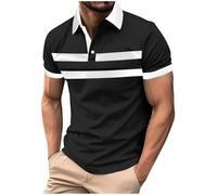 Mens Polos Shirts Short Sleeve, Striped T Shirts for Men UK Golf Tops with Pocket Slim Fit Running Sports Tee Top Summer Gym Workout Polos T Shirt Casual Turn-Down Collar Tshirts for Tennis