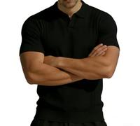 Men's Polyester Blend Knitted for polo for top Short Sleeve Men's | Unique twisted knit texture, solid color design, short sleeve, lapel collar, casual daily wear