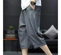 Men's Polyester Spandex Loose Casual Pants Seven-Foot Style(Dark Gray XXXL)