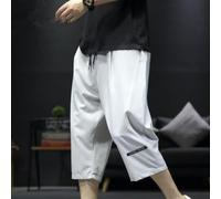 Men's Polyester Spandex Loose Casual Pants Seven-Foot Style(Light Gray 4XL)