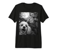 Mens Poodle Dad Moon Funny Scary Vintage Graphic Man Men's Selfie Premium T-Shirt