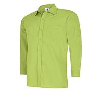 Mens Poplin Long Sleeve Shirt Formal Office Casual Workwear Smart Plain Top