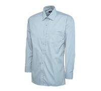 Mens Poplin Long Sleeve Shirt Formal Office Workwear Smart Plain Top Easy Care