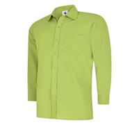 Mens Poplin Long Sleeve Shirt Formal Office Workwear Smart Plain Top Easy Care