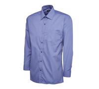 Mens Poplin Long Sleeve Shirt Formal Office Workwear Smart Plain Top Easy Care