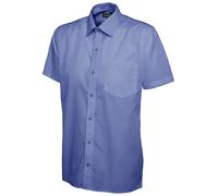 Mens Poplin Short Sleeve Shirt Formal Office Workwear Smart Plain Collared Top