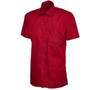 Mens Poplin Short Sleeve Shirt Formal Office Workwear Smart Plain Collared Top