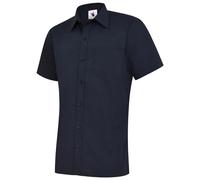 Mens Poplin Short Sleeve Shirt Formal Office Workwear Smart Plain Collared Top