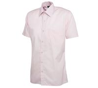 Mens Poplin Short Sleeve Shirt Formal Office Workwear Smart Plain Collared Top