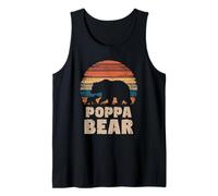 Mens Poppa Bear Vintage Retro Funny Father's Day 1 Cub Kid Tank Top