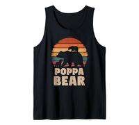 Mens Poppa Bear Vintage Retro Funny Father's Day 2 Cubs Kids Tank Top