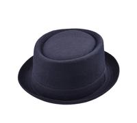 Mens Pork Pie Trilby Hat Wool Blend Classic Short Brim Fedora Porkpie Smart Casual Wedding Formal Sizes 55 57 59 61 cm (UK, Alpha, L, Navy Blue)
