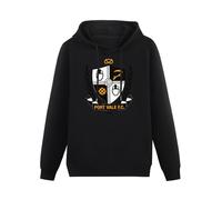 Men'S Port Vale O Neck Heart Long Sleeve Hoody With Pocket Sweatershirt, Hooded Size S Black