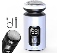 Men's Portable Electric Shaver with Floating Cutter, Electric Razor for Men, Compact Face Shaver with LED Display, Waterproof Wet Dry Cordless Razor, Rechargeable Shavers for Travel (White)