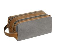 Men's Portable Square Canvas Toiletry Bag Travel Storage Bag Large Capacity Makeup Bag(Grey)