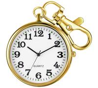 Men's Portable Ultra-Thin Uncovered Quartz Pocket Watch with Key Chain,Portable Quartz Arabic Digital Dial Pocket Watches for Men, KEY-CF1009