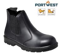 Mens PORTWEST DEALER BOOTS WORK SAFETY STEEL TOE SHOE LEATHER CHELSEA SLIP-ON Sz
