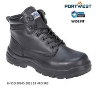Mens PORTWEST Foyle Safety Boot S3 HRO Steel Toe Cap Leather Wide Fit Work Shoes