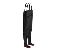 Portwest FW74 Steel PVC Chest Wader Waterproof Safety Workwear Steel Toecap Midsole Slip-Resistant Fuel Oil Resistant Adjustable Straps Durable Heavy-Duty Protection Comfortable Fit, Black, 48