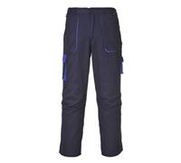 Portwest TX11 Texo Contrast Trousers Elasticated Waist 2 Thigh Pockets Navy | Navy, Small, EN 14404, UPF 40+, Regular Fit, 40% Polyester, Bartacked at All Stress Points, Hook and Loop Hems, Workwear