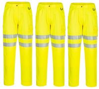 Mens Portwest Yellow Eco Hi-Vis Work Trousers Size: W28" Leg: 31" - x3 Pairs