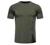 Men's Post Shoulder Surgery Shirts Recovery Tear Away Open Side Snap Adaptive Chemo Port Access Short Sleeve Shirt Camisas Cuello V para Hombre(Z01-Green, XL)