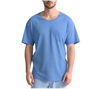 Men's Post Surgery Recovery Tear Away Short Sleeve Crew Neck Shirt Side Snap Buttons with Pockets Adaptive Clothing Tops for Post Operative Care Shoulder Heart Surgery Recovery