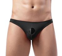 Mens Pouch G Strings Thongs Low Rise Jockstrap Athletic Supporters Briefs Trendy Sexy Bulge Enhancement Bikini with Hammock Pouch Male Thong Underwear Soft Running Men's Ball Pouch Black