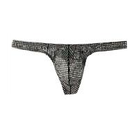 Mens Pouch Thongs and G-Strings Glitter Jock Strap Athletic Supporters Briefs Sexy Comfort Bulge Enhancer Bikini with Hammock Pouch Thongs Underwear Exotic Sexy Soft Sports Cheeky Black