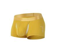 Men's Pouch Underwear Boxer Brief with Pouch Jockstrap Bulge Enhancement Athletic Supporters for Men Modest Running Male Comfort Underwear Boxer Briefs Workout Breathable Lightweight Yellow
