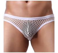 Mens Pouch Underwear Briefs Sexy Jockstrap Cutout Male Bikini Sports Supporters Classic Fishnet Thongs and G-Strings Running Comfort Bulge Enhancement Solid Color Mesh Athletic Soft White