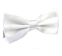 Men's Pre Tied Bow Ties for Wedding Party Fancy Plain Adjustable Bowties Necktie (White)
