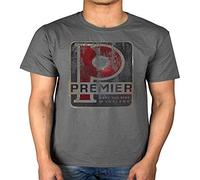 Men's Premier Drums Vintage Badge T-Shirt Jamie Morrison Nicko Mcbrain GED Ro XL Black