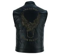 Mens Premium Biker Waistcoat Son of Anarchy Motorcycle Black/Tan Brown Leather Waistcoat Vest (as8, alpha, 3x_l, regular, regular)