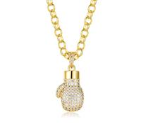 Men's Premium Gold Plated Boxing Glove Pendant with Belcher Chain Necklace - Durable Design 22" Inch Gold-Plated Chain Weight: 45g - Bling King London