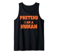 Mens Prented I Am a Human, Alien Halloween Sarcastic Costume Tank Top