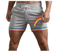 Men's Pride Month Lace-Up Beach Shorts Rainbow Lounge Boardshorts Mens Gay Shorts Gym Sweat Pride Accessories Clothing LGBTQ for LGBT Party Parades, Carnivals, Festival Decorations (5A-Light Gray, L)