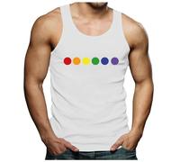Men's Pride Tank Top Say Gay Rainbow Graphic Sleeveless Shirt Casual LGBT Pride Month Top Vest Unisex LGBT Vest Rainbow 3D Colour Print Sleeveless Summer Tank Top Outerwear, White, XL