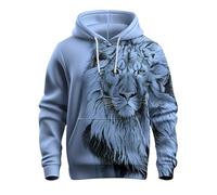 Mens Print Hoodies - Solid Color Animal Print Hoodie Sweatshirt Fall Long Sleeve Drawstring Pullover Casual Fashion Jumper Mens Trend Loose Fit Pullover Soft Comfortable Outwear Workout Top
