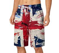 Mens Printed Beach Shorts Mens Swimming Shorts Surf British Flag Pattern Shorts Quick Dry Waterproof Trunks Loose Comfort Fit Shorts Breathable Training Shorts Lightweight Sports Shorts