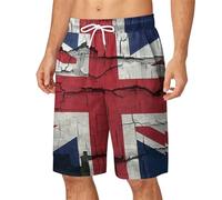 Mens Printed Beach Shorts Mens Swimming Shorts Surf British Flag Pattern Shorts Quick Dry Waterproof Trunks Loose Comfort Fit Shorts Breathable Training Shorts Lightweight Sports Shorts