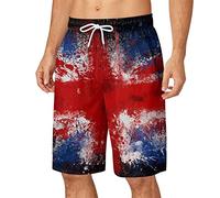 Mens Printed Beach Shorts Mens Swimming Shorts Surf British Flag Pattern Shorts Quick Dry Waterproof Trunks Loose Comfort Fit Shorts Breathable Training Shorts Lightweight Sports Shorts