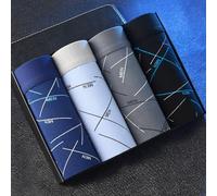 Men's Printed Boxer Shorts with Elastic Waistband, U-Convex Pouch Support & Geometric Stripe Design - 4-Pack Trunks for Comfortable Everyday Wear(XL C)